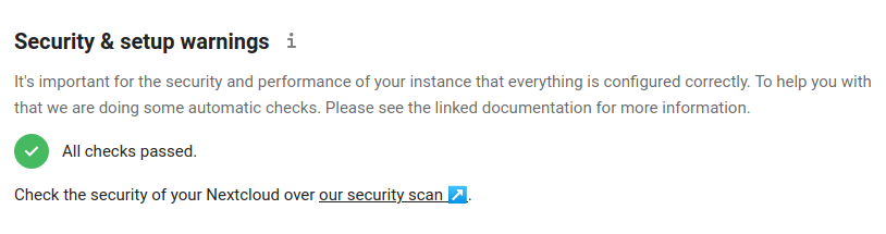 NextCloud All Checks Passed